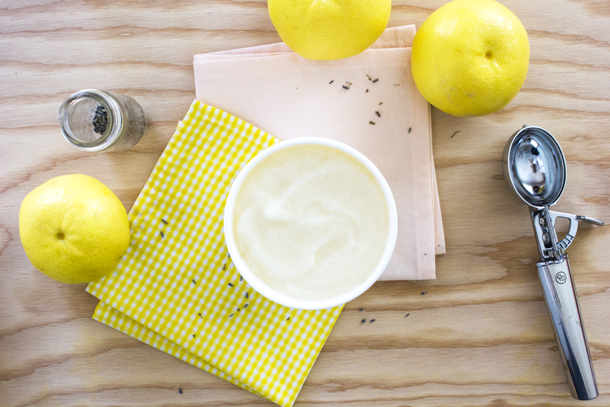 Grapefruit and Lavender Sorbet recipe (www.laurahager.blogspot.com)