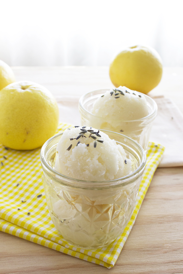 Grapefruit and Lavender Sorbet recipe (www.laurahager.blogspot.com)