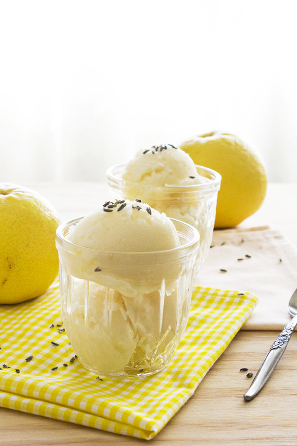 Grapefruit and Lavender Sorbet recipe (www.laurahager.blogspot.com)